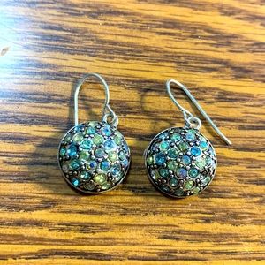 Blue Green Pave set Dangle Earrings